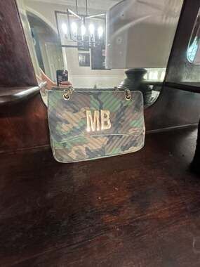 Mia Bag Quilted Camouflage Canvas Crossbody Shoulder Bag with Gold Hardware